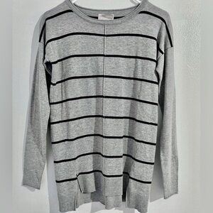 Black & Gray Striped Lightweight Sweater